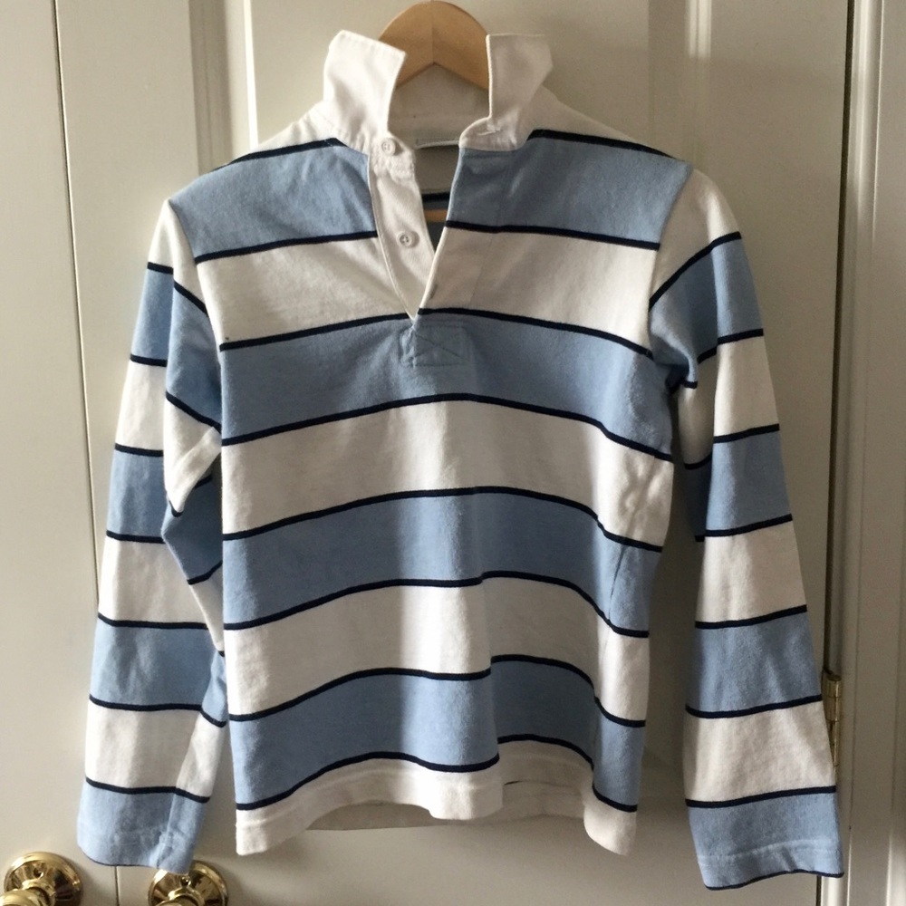 Barbarian Rugby Wear Light Blue Striped Rugby Polo Shirt
